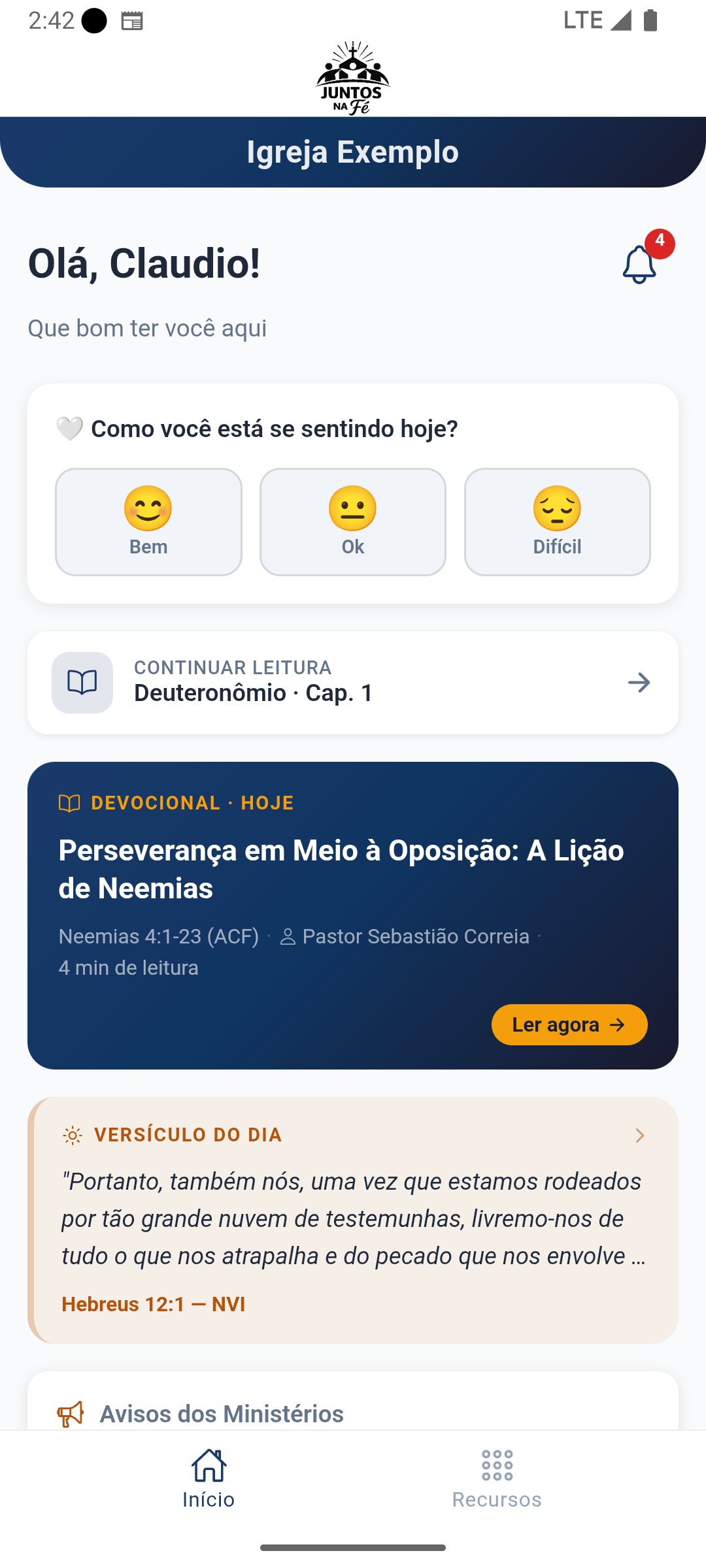 Tela inicial